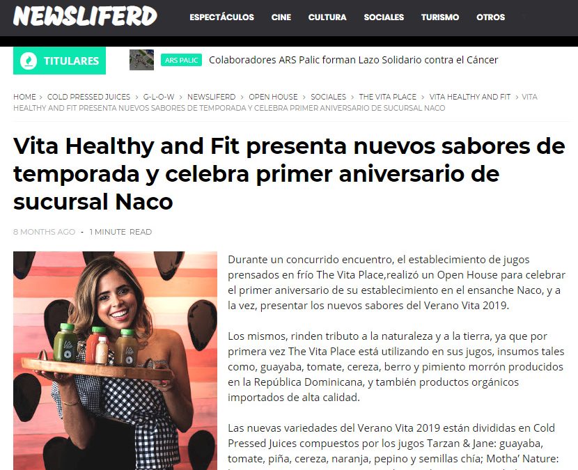 Vita Healthy and Fit presenta los nuevos sabores de la temporada y celebra el primer aniversario de la sucursal de Naco – Newslife RD